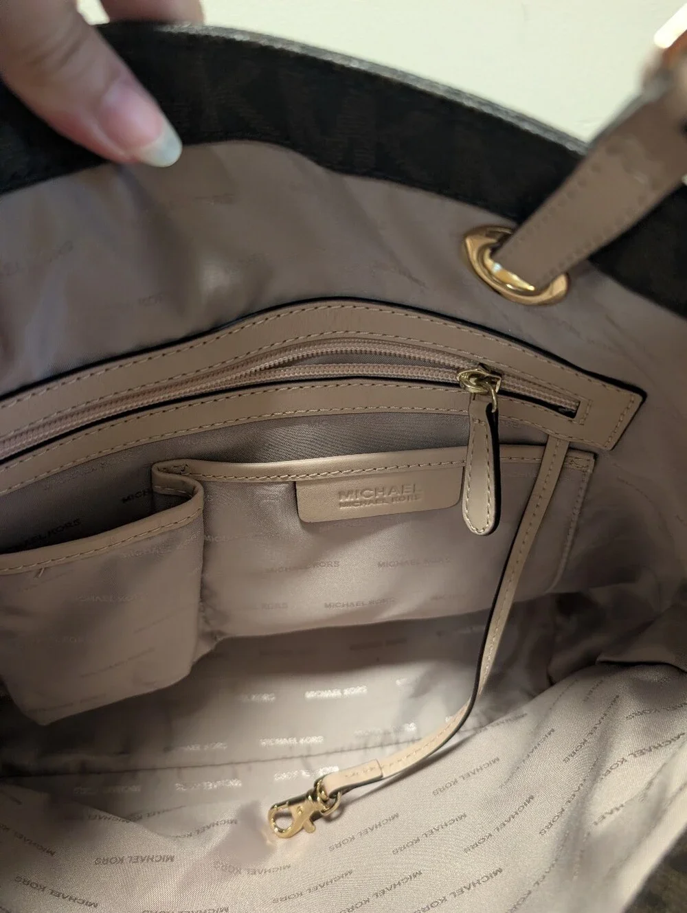 Michael Kors Jet Set Travel MK Signature Tote Brown Tan